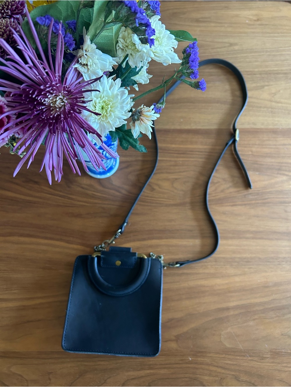 Madewell Black Leather Mini Crossbody with Top Handle